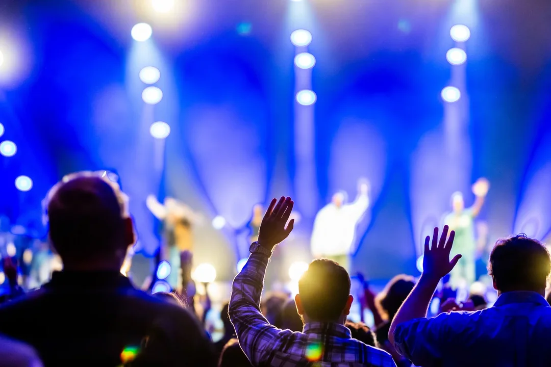 Público con las manos en alto en un concierto