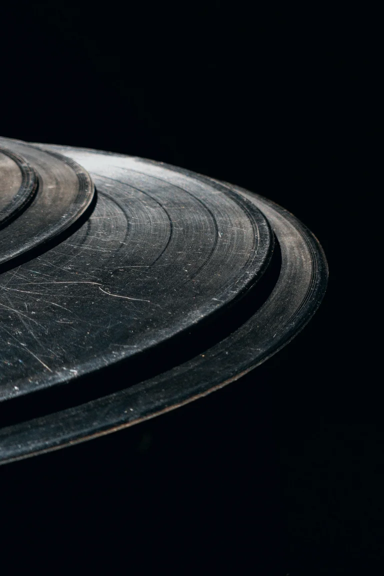 Macro de los surcos de un vinilo
